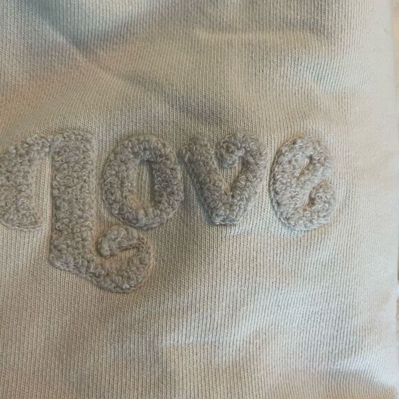 Aerie The Chill Love Crewneck Sweatshirt Cream French Terry Knit Distressed Trim - Picture 6 of 11